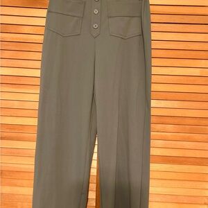 High Waisted Button Multiple Pockets Straight Leg Casual Pants
